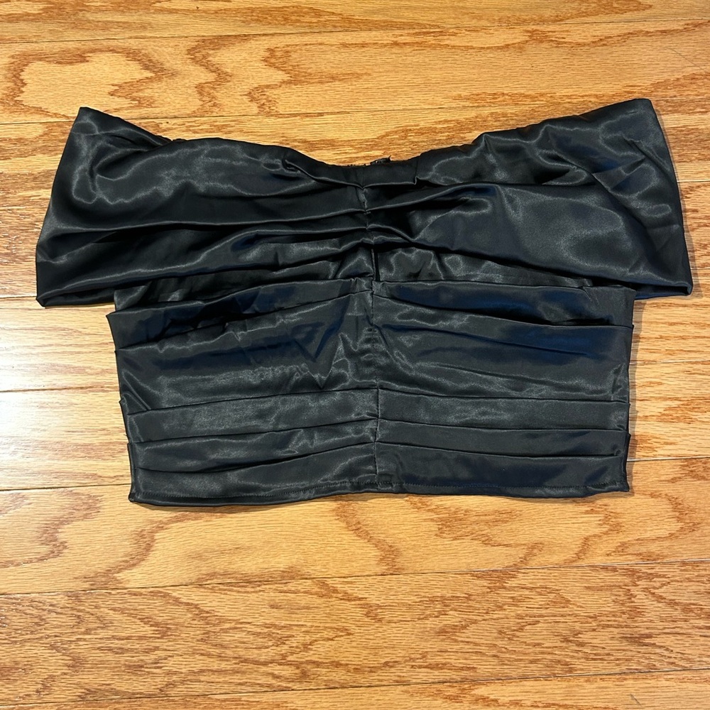 Fashion Nova Black Satin Top